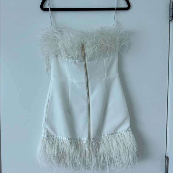 Bronx And Banco Dresses Lola Blanc Mini Feather Dress - Picture 6 of 7